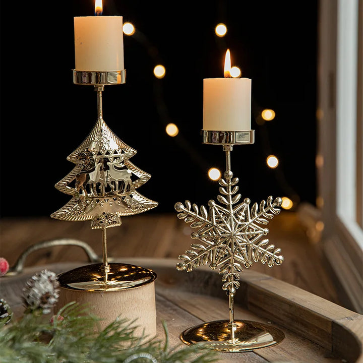 Christmas Candle Holders - Star and Christmas Tree Design for Festive Decoration | Kalsten