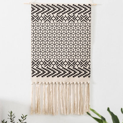 BowLift | Bohemian Wall Tapestry, Macrame Wall Hanging, Home Decoration, Cotton Linen Tassel, Handcrafted, Woven, Geometric Canvas Art, Background Wall Tapestries