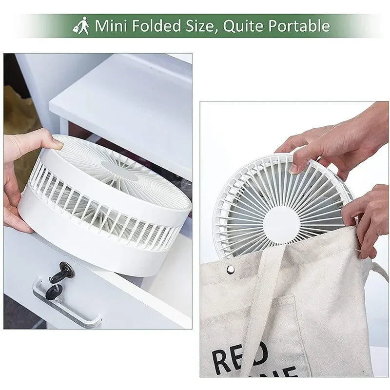 7200mAh USB Rechargeable Portable Folding Fan Floor Low Noise Fan for Outdoor Home Wireless Fan 4 Speed Camping Portable Fan | Kalsten