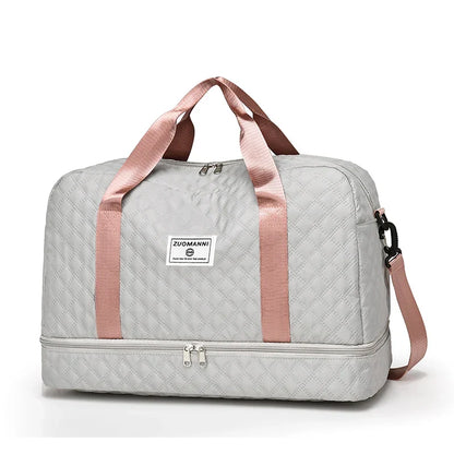 Brehn | Raumio TravelFlex Lightweight Travel Bag with Diamond Pattern | Large Sports & Weekend Bag with Shoe Compartment & Wet Compartment | Carry-on Compatible & Foldable