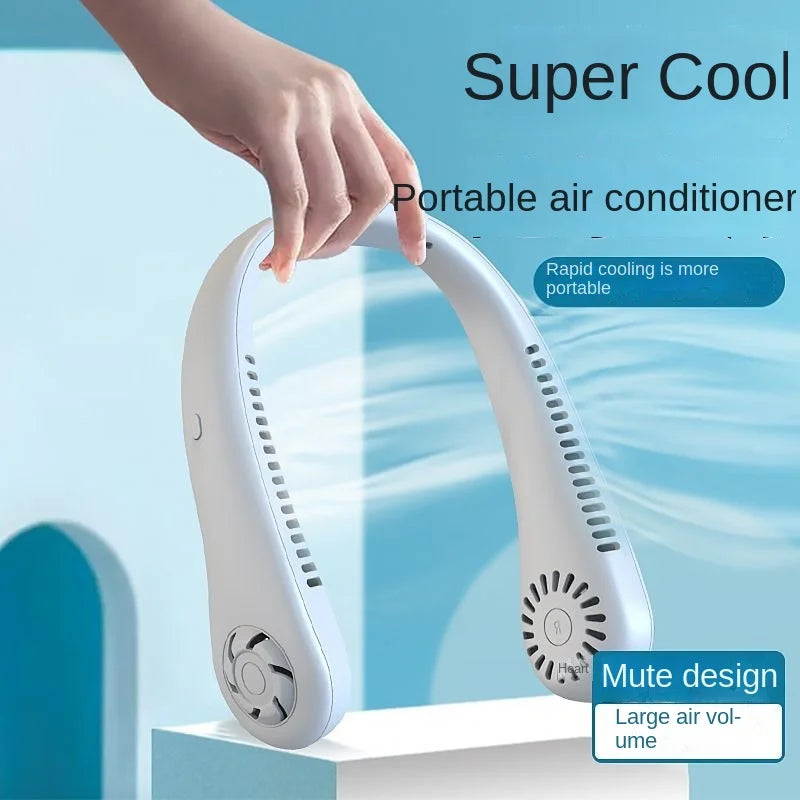 Stay Cool Anywhere with 1PC New Mini Neck Portable Bladeless Hanging Neck Fan - Long Battery Life, Rechargeable, 3-Speed Air Cooler for Summer Sports | Kalsten