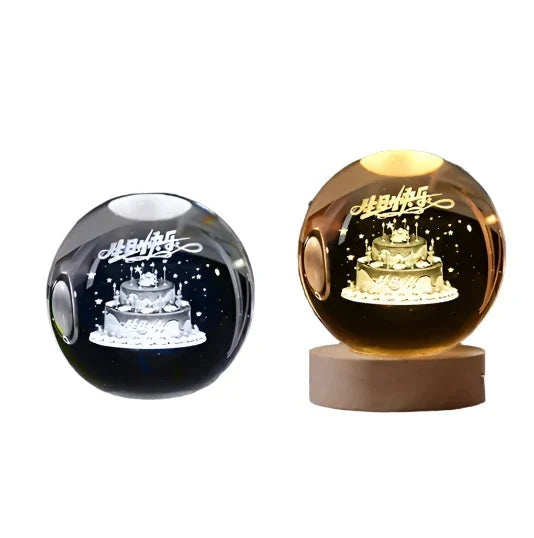 3D Crystal Night Light LED - Starry Sky Projector with Wooden Base, Romantic Lighting for Bedroom & Gifts | Kalsten