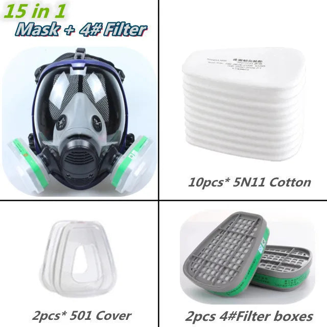 Kalsten | Full Face Respirator Mask with Anti-Fog Lens and Industrial Gas Filters