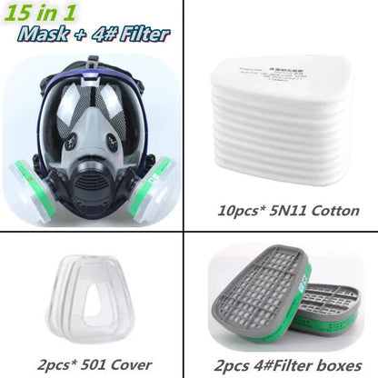 BowLift | Full Face Respirator Mask with Anti-Fog Lens and Industrial Gas Filters