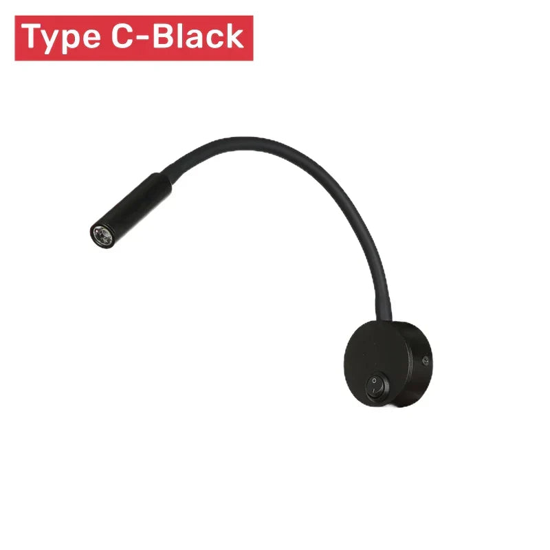 Kalsten | Modern Flexible LED Reading Wall Lamp with Switch for Bedroom and Study - 1W/3W