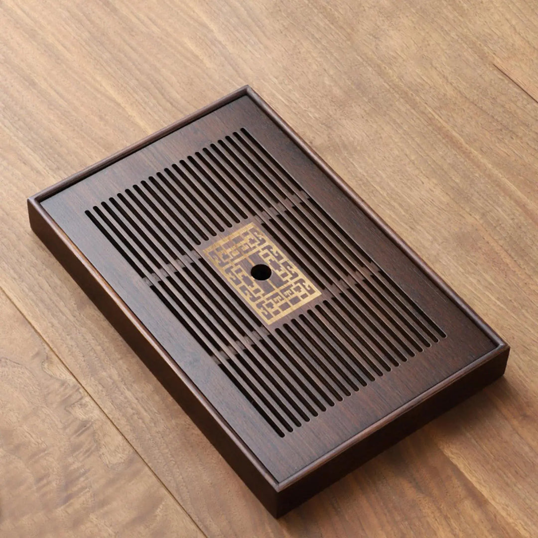 Kalsten | Chinese Tea Tray with Water Storage Box Durable Simple Drainage Type Plate Tea Serving Tray for Teahouse Home Household Office