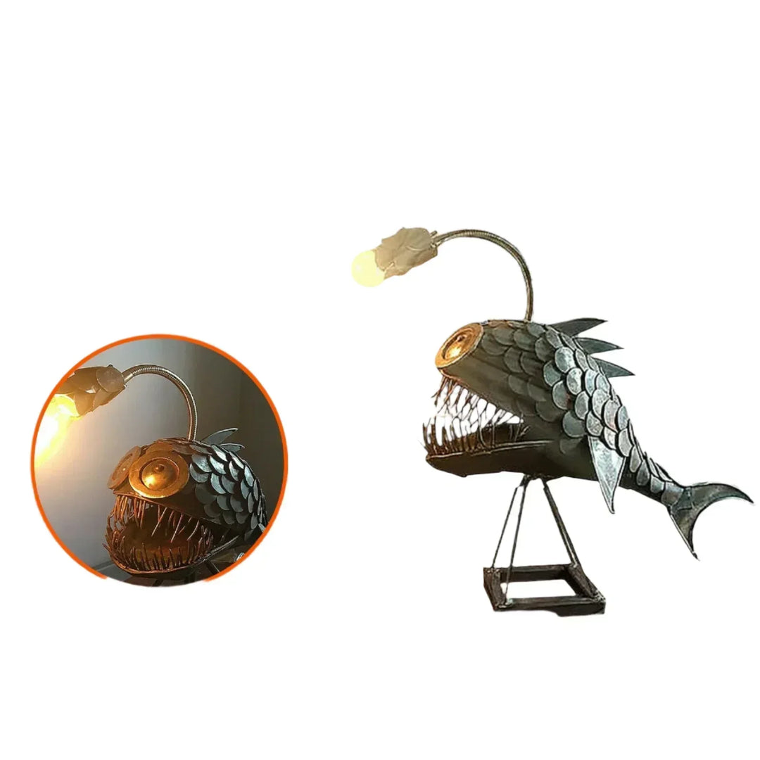 Fishing Light Table Lamp – Handmade Adjustable Lamp with Rustic Fish Design | Kalsten