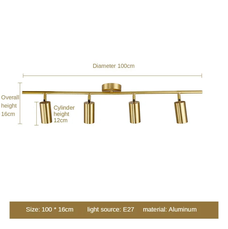 Modern Gold Spotlight Ceiling Light – Nordic Minimalist E27 LED Fixture for Living Room, Bedroom, and Kitchen | Kalsten