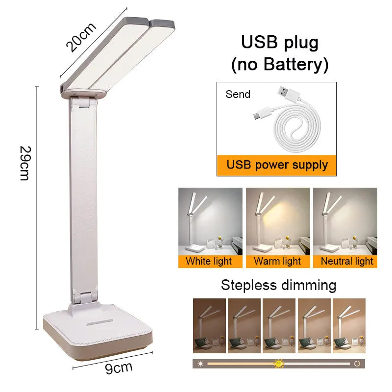 Kalsten | LumiFold | LED Desk Lamp | 3 Brightness Levels & Touch Control | USB Rechargeable & Foldable