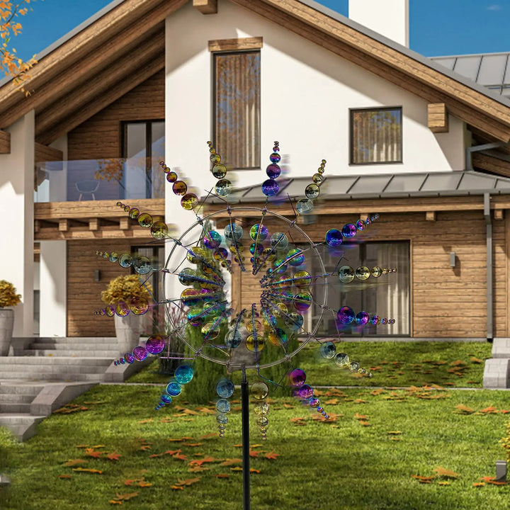 Kalsten | Unique Solar-Powered Kinetic Metal Windmill Spinner - Magical Wind Collectors for Patio, Garden, Lawn Outdoor Decoration