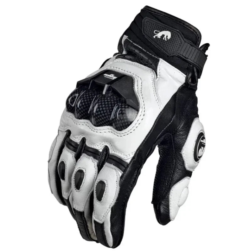 Skanto | RidePro Carbon Motorcycle Gloves | Wind & Waterproof | Touchscreen Compatible | Genuine Leather Protectors | For Summer & Winter