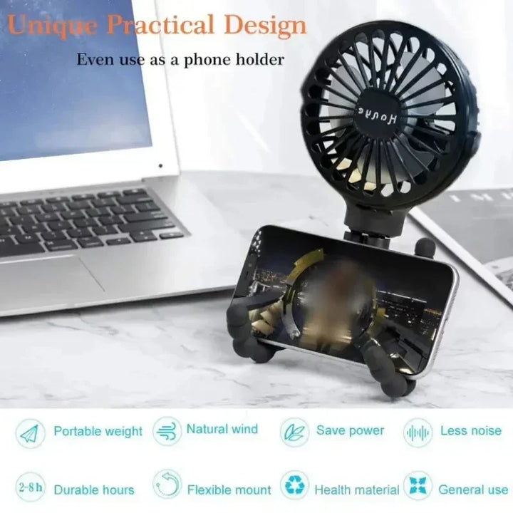 Rechargeable Baby Stroller Fan: Handheld USB Bladeless Mini Ventilator - Silent Cooling for Outdoor Use, Neck and Table Fan | Kalsten