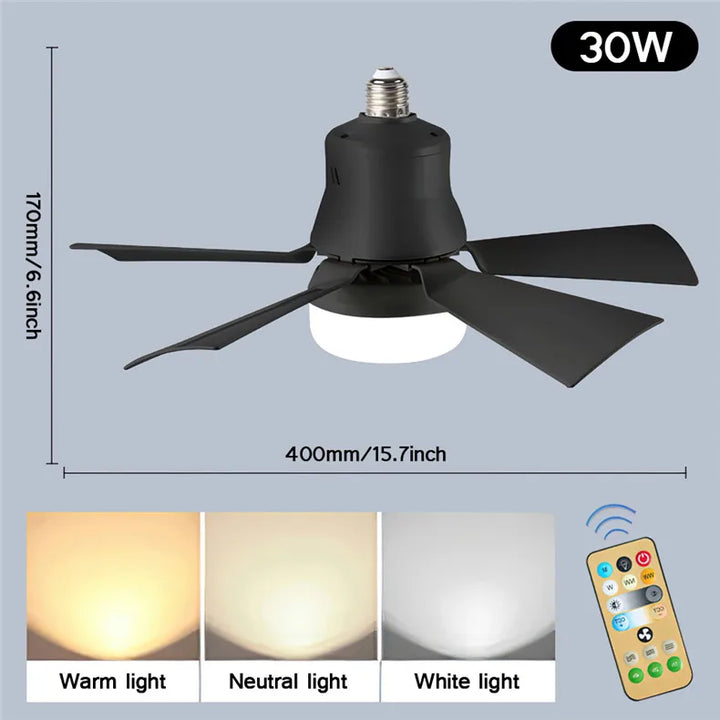 30W E27 Ceiling Fan Light with Remote - LED Dimming Function, Intelligent Silent Fan for Bedroom & Living Room | Kalsten