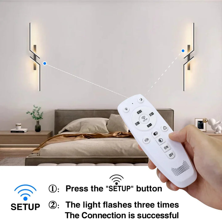 Modern Dimmable LED Wall Light – Remote-Control Minimalist Wall Sconce for Bedroom, Living Room, and TV Background | Kalsten