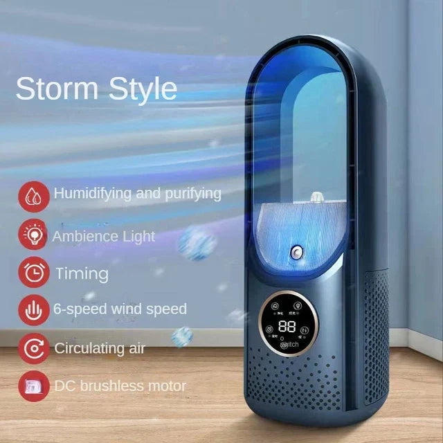 Portable USB Leafless Air Cooler – Silent 6-Speed Electric Fan with Timer & Humidifier | Kalsten