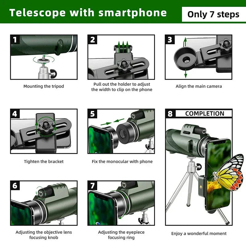 Kalsten | 80x100 HD Zoom Monocular Telescope: Powerful portable binoculars for hunting, camping, and outdoor exploration