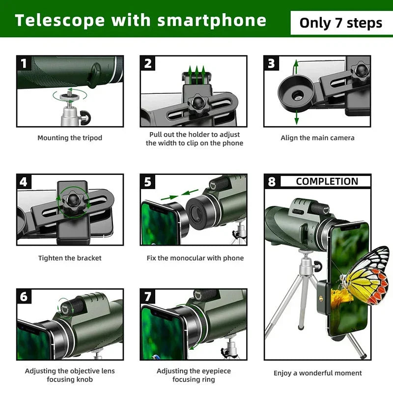 Skanto | 80x100 HD Zoom Monocular Telescope: Powerful Portable Binoculars for Hunting, Camping, and Outdoor Exploration