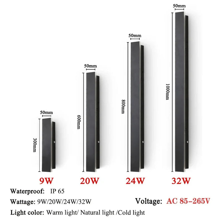 LED Long Wall Lamp Waterproof IP65 Outdoor | Kalsten