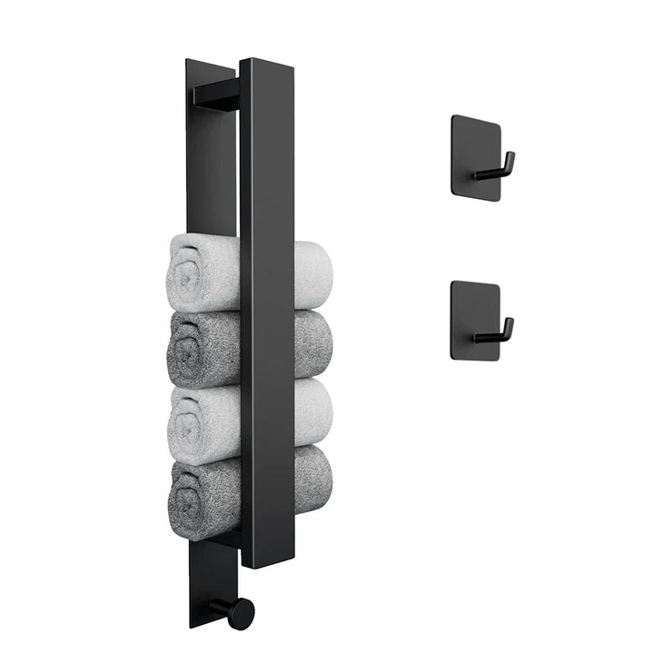 Modern Self-Adhesive Towel Rack - in Silver and Black Kalsten