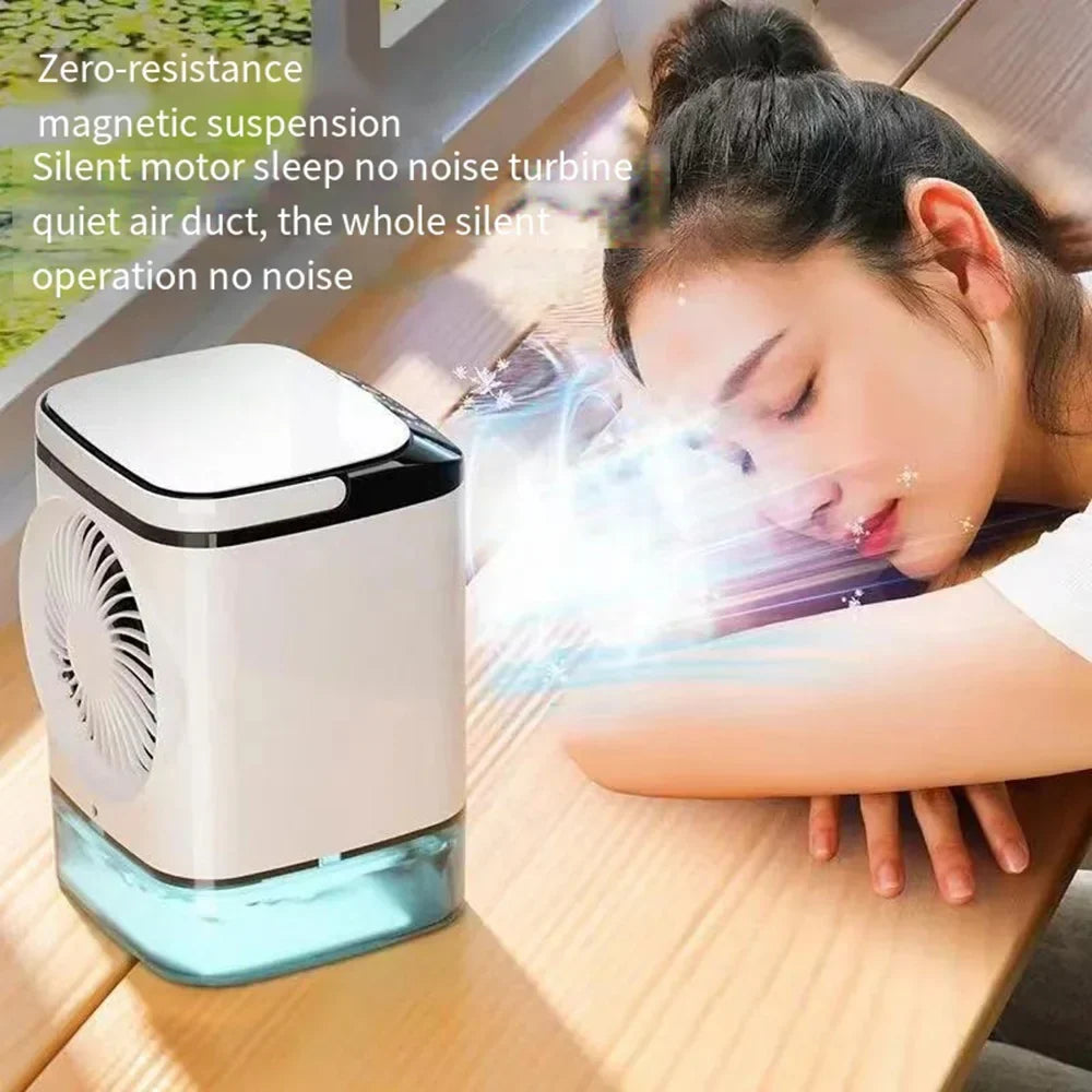 USB Portable Mini Air Conditioner Fan – 3-Speed Desktop Cooling Fan with LED Night Light, Air Cooler for Home, Office, and Camping | Kalsten