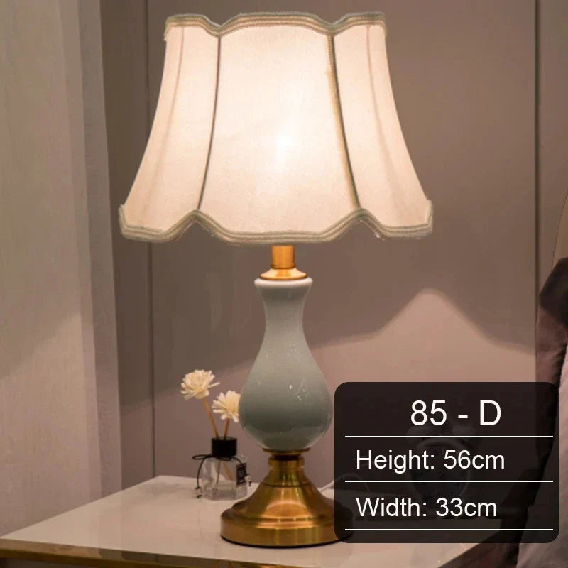 Modern Hotel Bedside Lamp Table Ceramic Light - Nordic Ins Fabric Desk Light - Household Foyer Living Room Bedside Study Desk Lamp | Kalsten