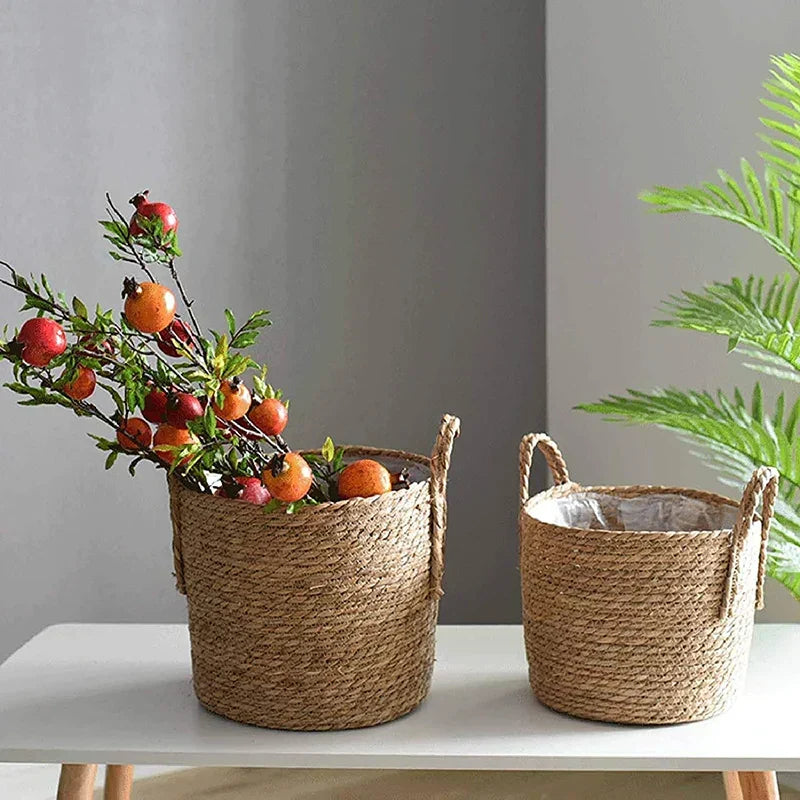 BowLift | Nordic Extra Large Straw Flower Pot Seaweed Storage Basket Potted Green Plant Flower Basket Hand Woven Floor Indoor Flower Pot
