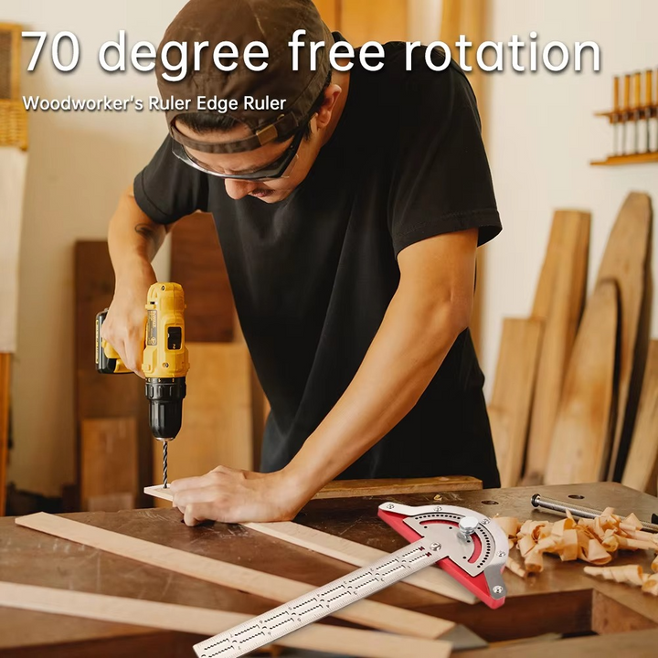 Kalsten | Precision Stainless Steel Carpenter's Protractor and Edge Ruler