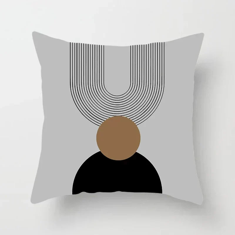 Aurum Cushion Cover - Modern Black-White Cushion Cover with Abstract Art Print Kalsten
