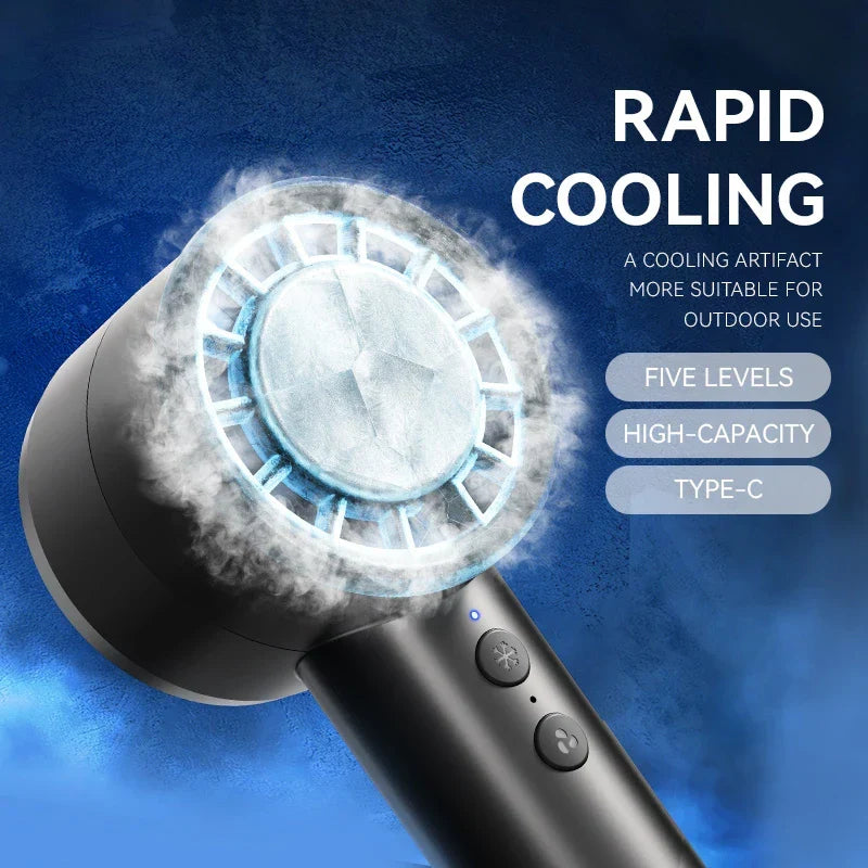 Silent High-Speed USB Handheld Fan – Portable Small Fan with LED Display, High Wind Power, and Cooling Air Conditioner Function | Kalsten