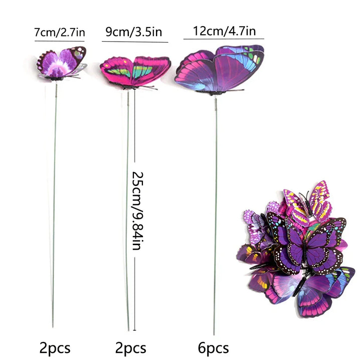 Kalsten | FloraViva Butterfly Garden Stakes | Set of 10 | Weatherproof & Colorful | For Beds, Flower Pots & Balcony