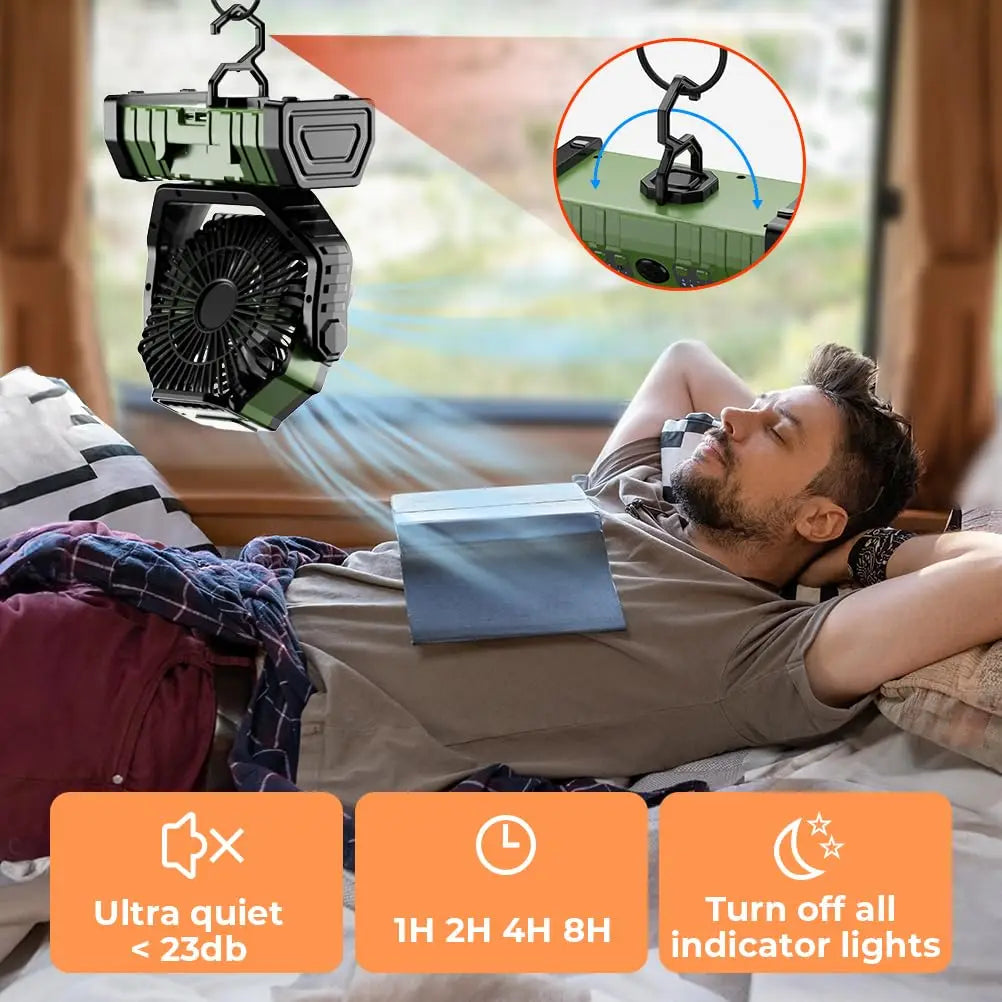 Camping Fan with 20,000mAh Battery, LED Light & Remote Control – AirMate | Kalsten
