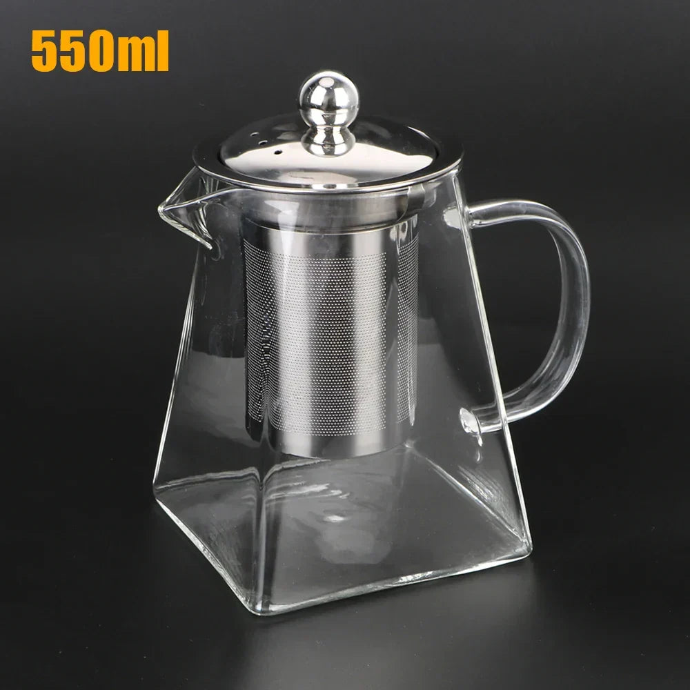 Kalsten | Teavora Glass Teapot with Stainless Steel Infuser | Heat Resistant & Dishwasher Safe | For Loose Tea & Tea Flowers | 550/750/950 ml