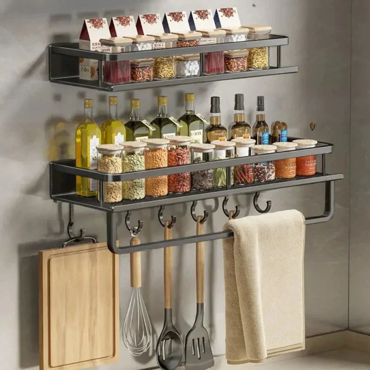 Wall-Mounted Kitchen Rack – Space-Saving and Stylish Aluminum Rack for Kitchen Utensils | Kalsten