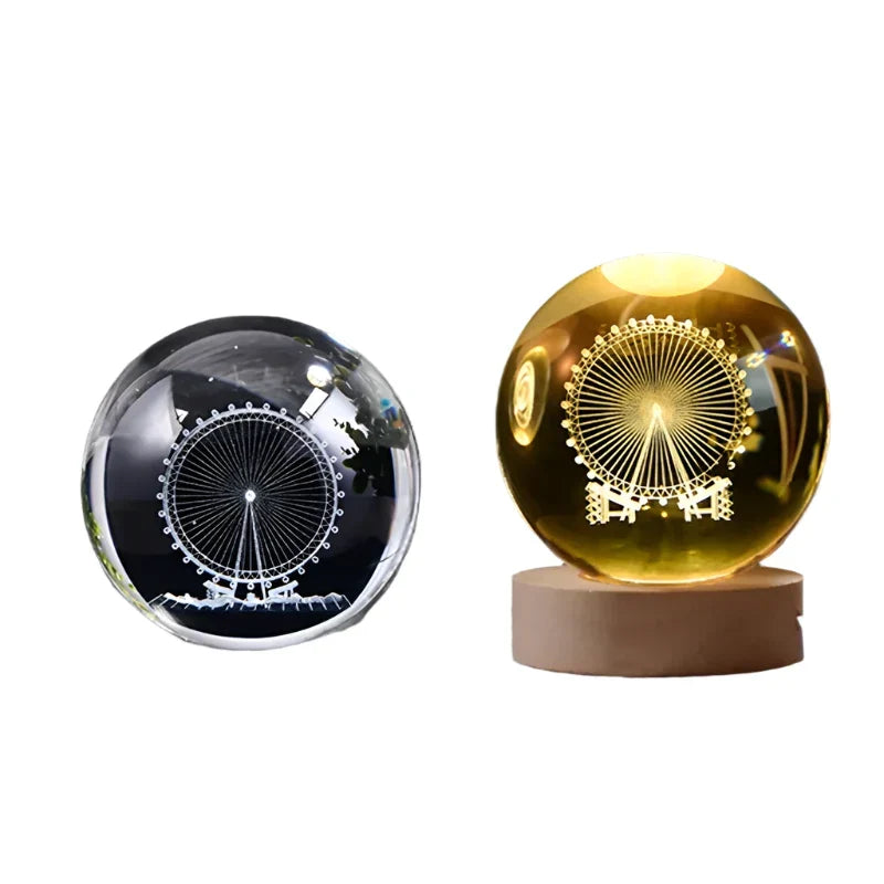 3D Crystal Night Light LED - Starry Sky Projector with Wooden Base, Romantic Lighting for Bedroom & Gifts | Kalsten