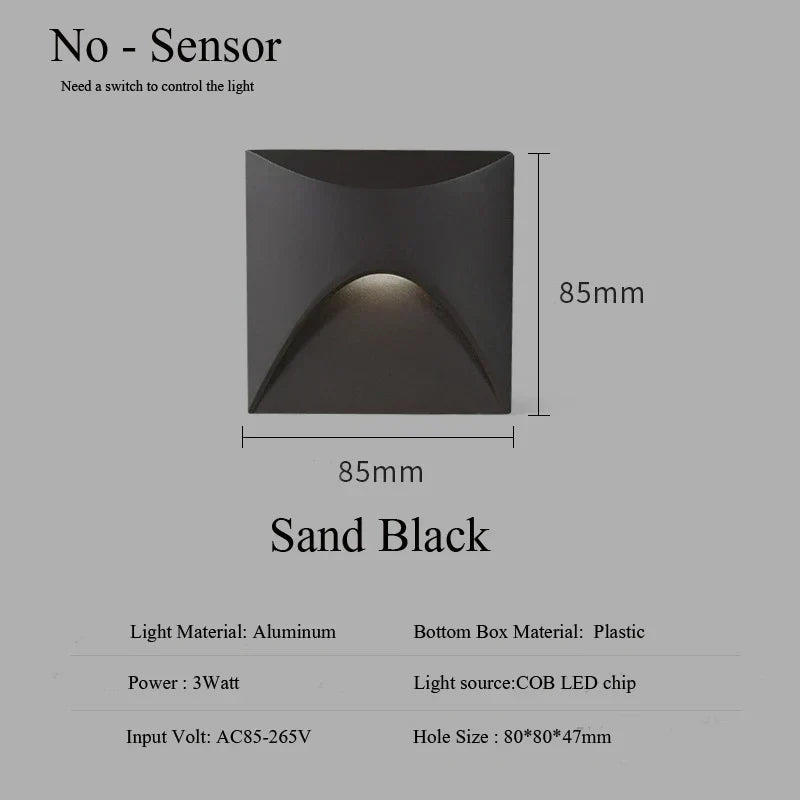 Kalsten | Modern waterproof IP65 LED recessed wall lamp for outdoor lighting - 3W embedded step & staircase balcony portal light