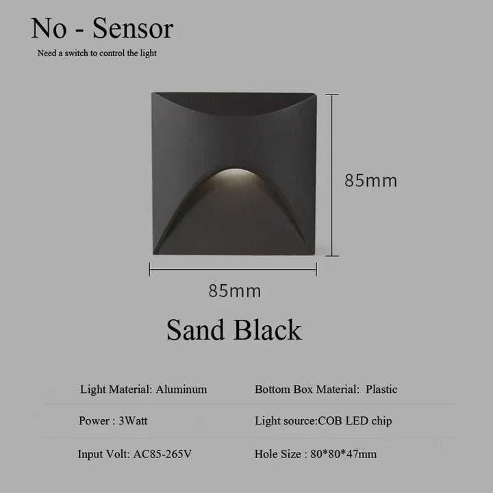 Kalsten | Modern waterproof IP65 LED recessed wall lamp for outdoor lighting - 3W embedded step & staircase balcony portal light