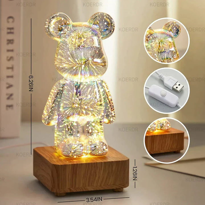 Magical 3D Fireworks Projection Mood Lamp - StarBear | Kalsten