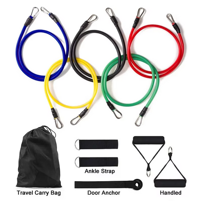BowLift | 11-Piece TPE Resistance Band Set with Handles, Door Anchor, Ankle Straps, Carry Bag