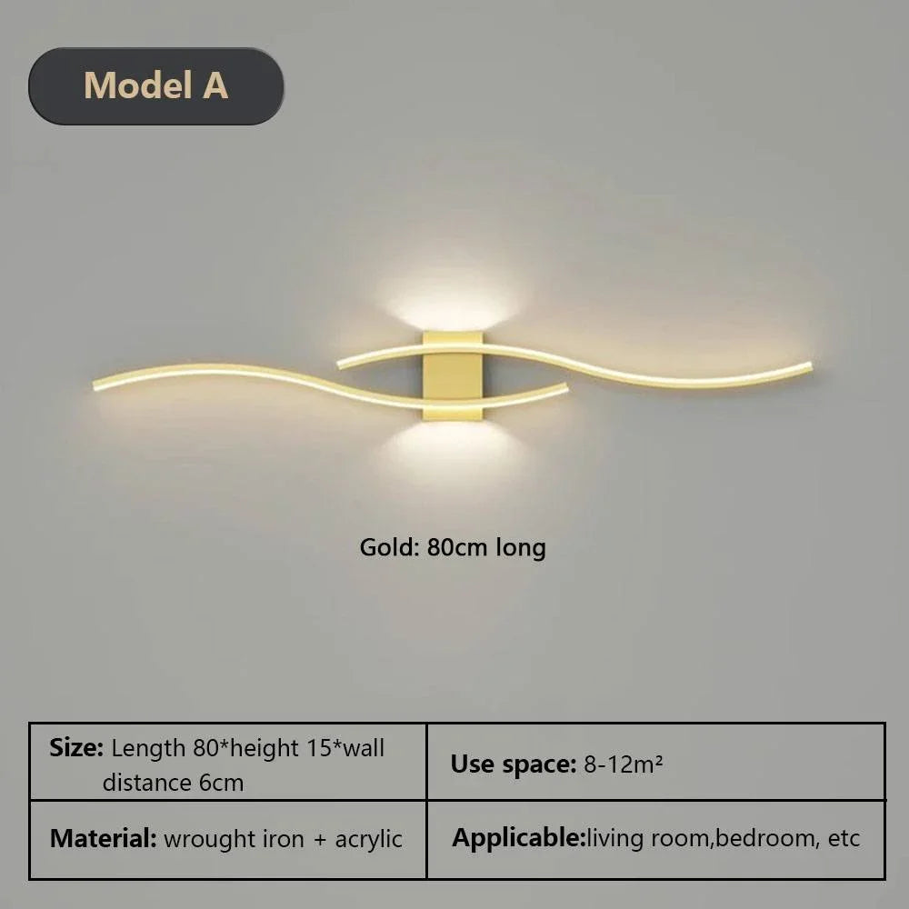 Modern LED Wall Lamp – Black, White, and Gold Wall Light Sconce for Living Room, Bedroom, Bedside, and Decorative Lighting | Kalsten