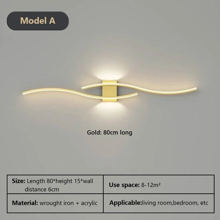 Modern LED Wall Lamp – Black, White, and Gold Wall Light Sconce for Living Room, Bedroom, Bedside, and Decorative Lighting | Kalsten