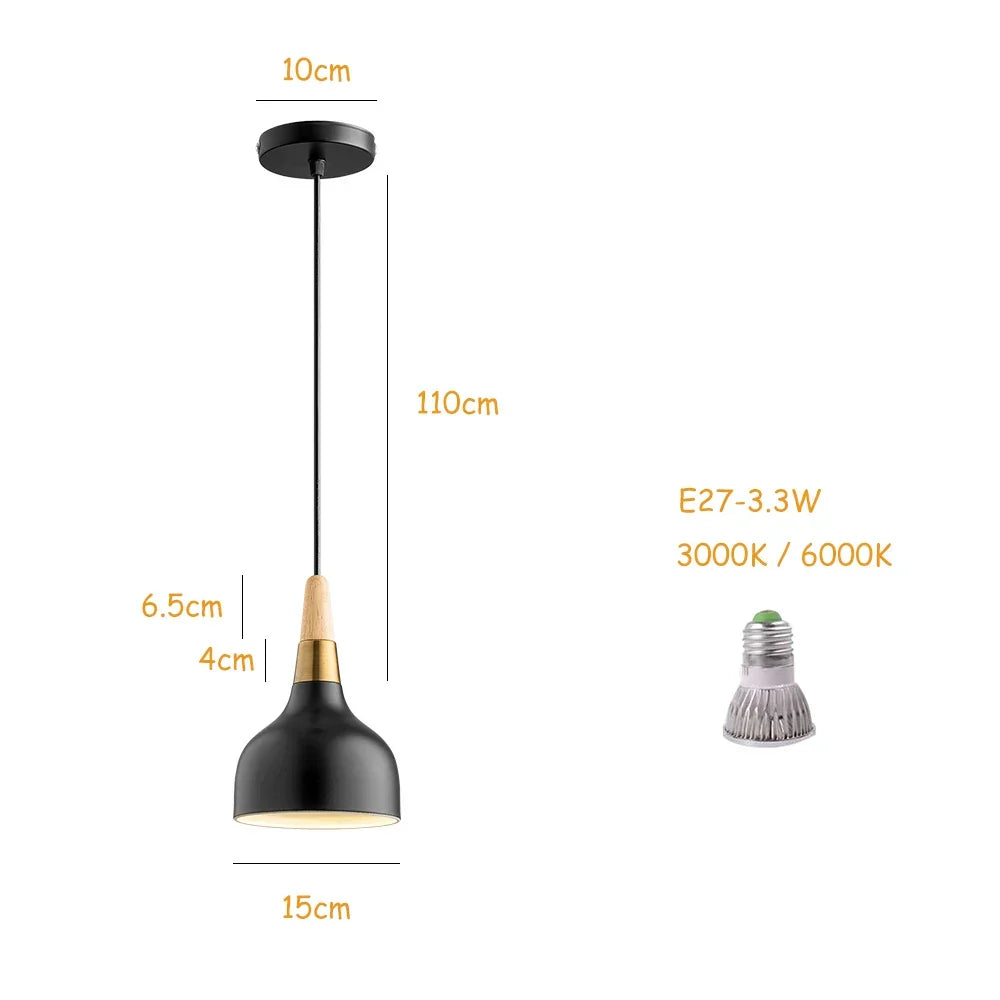 Nordic LED Pendant Light – 1.1m Wire, Modern Macaron Wood Hanger Lamp for Bedroom, Living Room, Restaurant & Home Decor | Kalsten