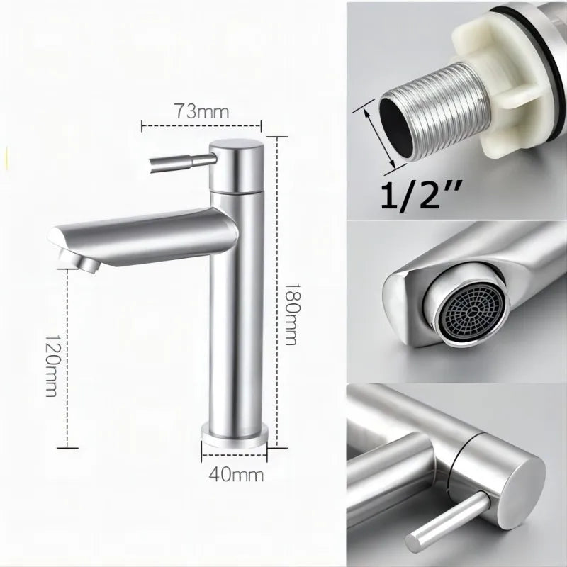 Stylish Luxury Stainless Steel Basin Faucet for Bathrooms Kalsten