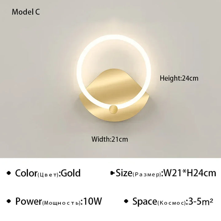 Modern Nordic LED Wall Lamp – Elegant Ring Light Fixture for Bedroom, Living Room, and Hotel Décor | Kalsten