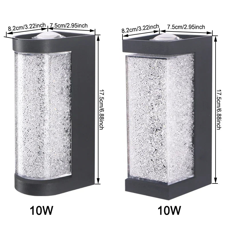 Modern Waterproof LED Outdoor Wall Lamp – Crystal Wall Sconce for Garden, Patio, and Doorway Lighting | Kalsten