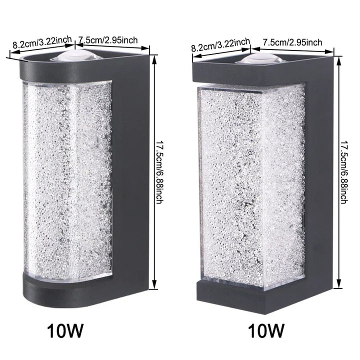Modern Waterproof LED Outdoor Wall Lamp – Crystal Wall Sconce for Garden, Patio, and Doorway Lighting | Kalsten