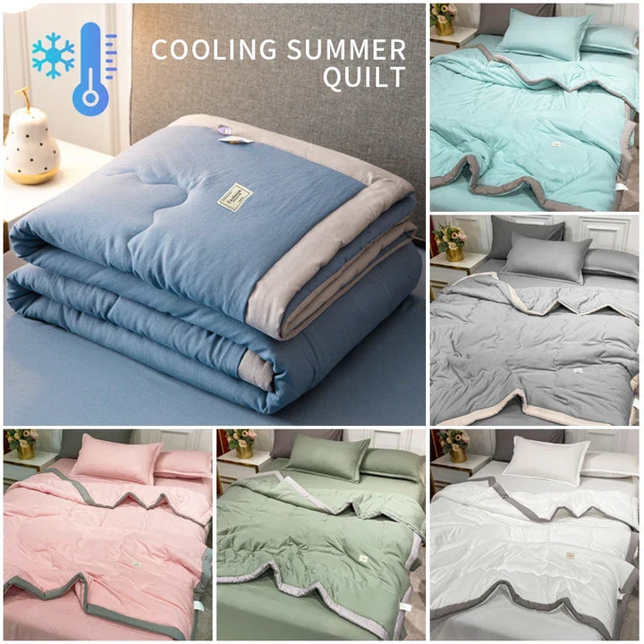 2024 Japanese Cotton-Polyester Summer Quilt – Lightweight, Washable, Skin-Friendly Solid Color Quilt | Kalsten
