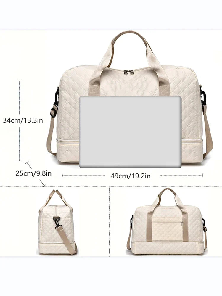 Brehn | Raumio TravelFlex Lightweight Travel Bag with Diamond Pattern | Large Sports & Weekend Bag with Shoe Compartment & Wet Compartment | Carry-on Compatible & Foldable