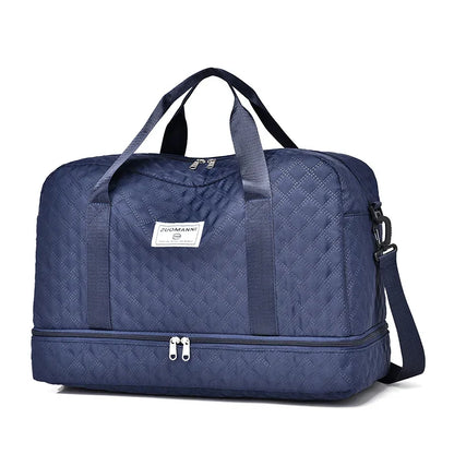 Brehn | Raumio TravelFlex Lightweight Travel Bag with Diamond Pattern | Large Sports & Weekend Bag with Shoe Compartment & Wet Compartment | Carry-on Compatible & Foldable