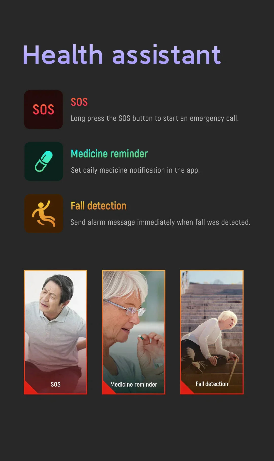 Skanto | Senior Safety Watch with Fall Detection and GPS – Smart Care Smartwatch