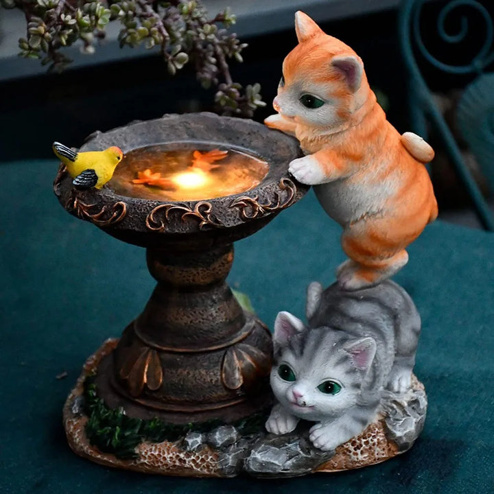 Butterfly Catcher Cat Resin Decorative Lamp | Kalsten